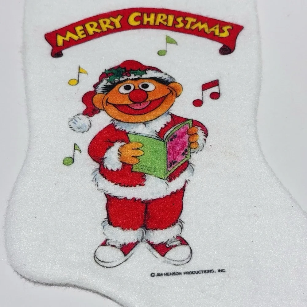 Vintage 90s Christmas Stocking‎ Jim Henson Ernie Sesame Street Felt w Loop